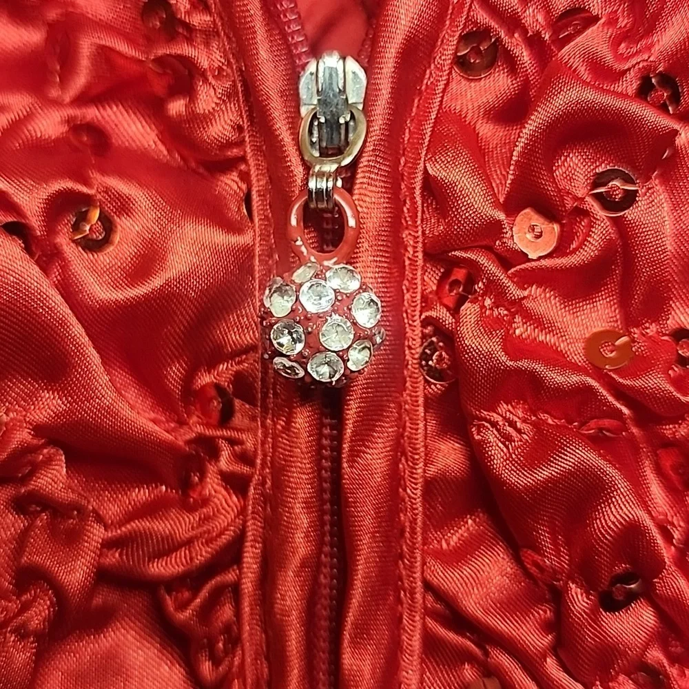 Addressing Woman Sz XL Elegant Red Zippered Lightweight Jacket NWT - Picture 3 of 9